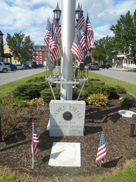 JAMES STEELE POST 369 MEMORIAL POW MIA STONE AND FLAGPOLE