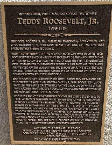 TEDDY ROOSEVELT, JR. 1858-1919 MEMORIAL PLAQUE