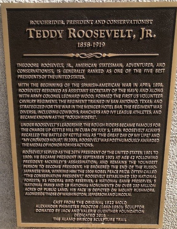 TEDDY ROOSEVELT, JR. 1858-1919 MEMORIAL PLAQUE