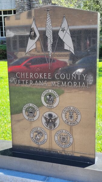 CHEROKEE COUNTY, TX VETERANS MEMORIAL CENTER STONE