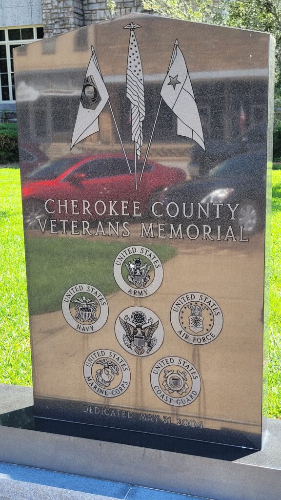 CHEROKEE COUNTY, TX VETERANS MEMORIAL CENTER STONE
