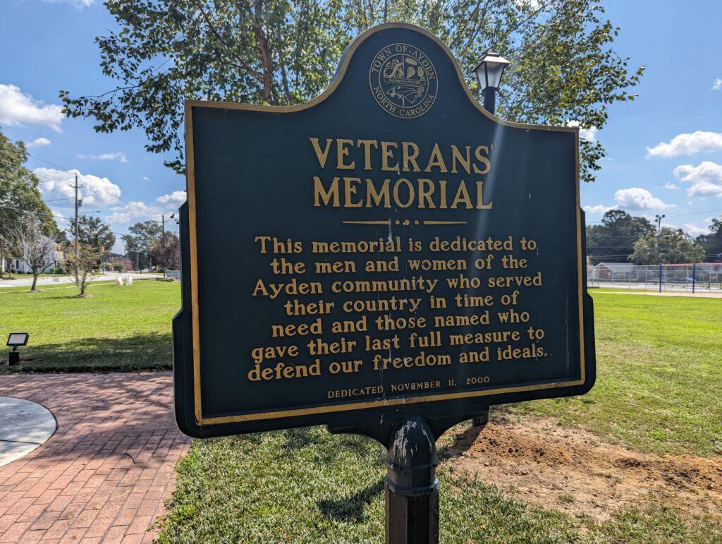 AYDEN COMMUNITY VETERAN’S MEMORIAL FRONT