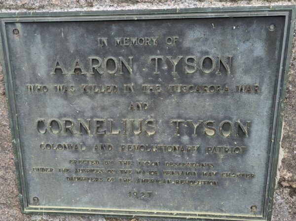 AARON TYSON AND CORNELIUS TYSON WAR MEMORIAL PLAQUE