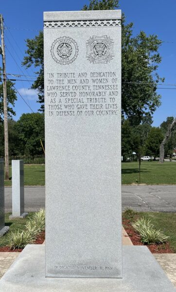 LAWRENCE COUNTY WAR VETERANS MEMORIAL STONE L