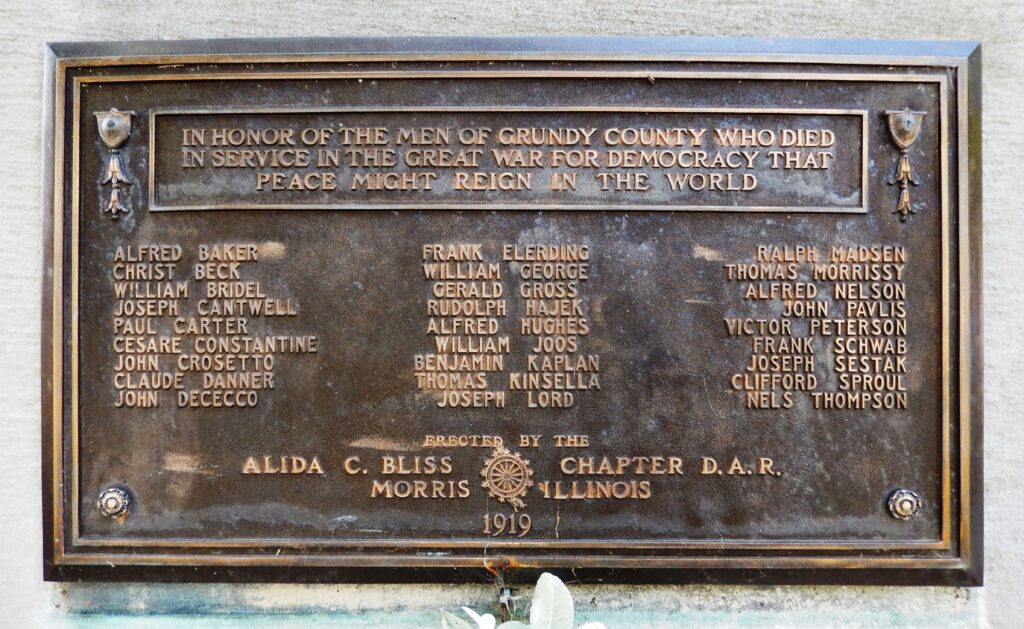 GRUNDY COUNTY GREAT WAR SUPREME SACRIFICE MEMORIAL PLAQUE