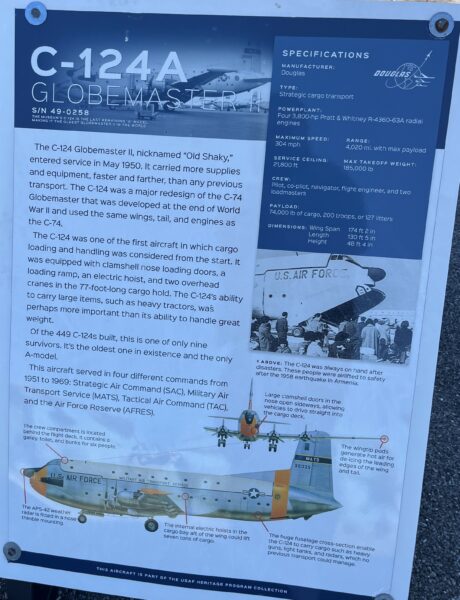 C-124A GLOBEMASTER II MEMORIAL PLAQUE