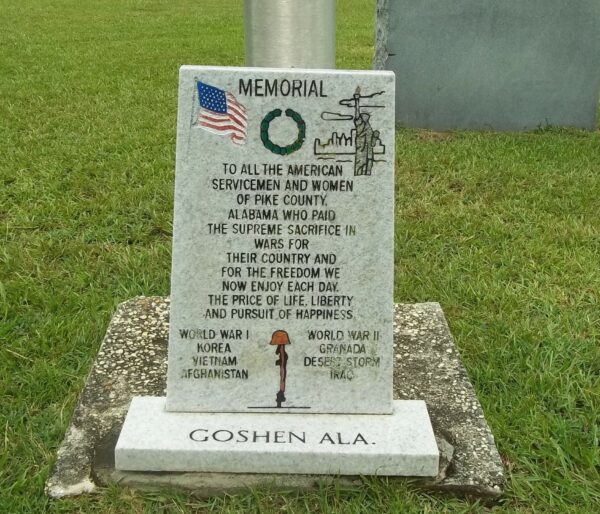 PIKE COUNTY, ALABAMA SUPREME SACRIFICE WAR MEMORIAL FLAGPOLE STONE