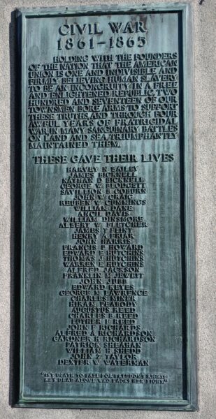WESTFORD CIVIL WAR 1861-1865 MEMORIAL PLAQUE