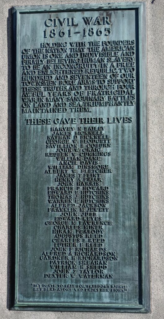 WESTFORD CIVIL WAR 1861-1865 MEMORIAL PLAQUE