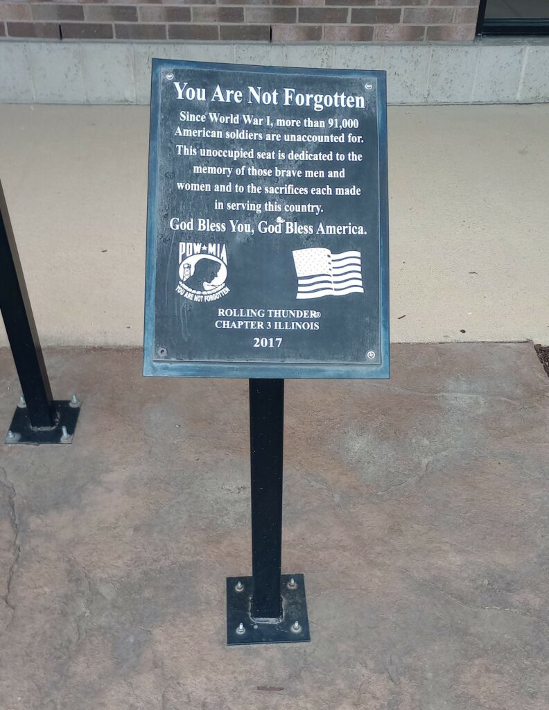 OBLONG YOU ARE NOT FORGOTTEN WAR MEMORIAL CHAIR PLAQUE