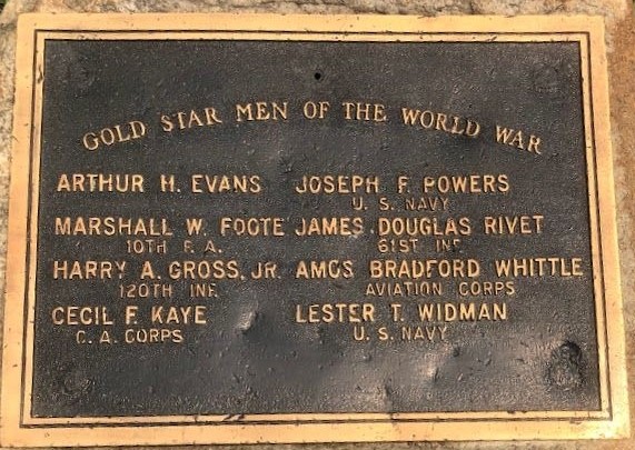GOLD STAR MEN OF THE WORLD WAR MEMORIAL PLAQUE B