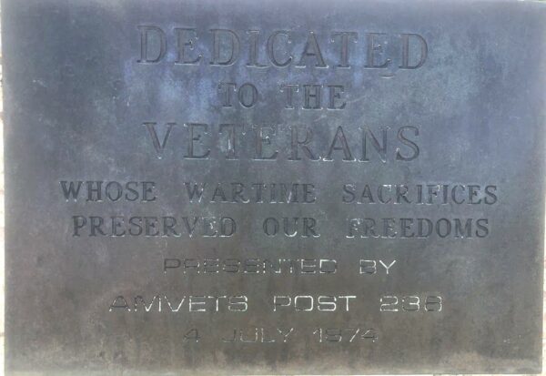AMVETS POST 238 WAR VETERANS MEMORIAL PLAQUE