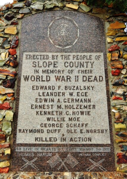 SLOPE COUNTY WORLD WAR II DEAD MEMORIAL STONE
