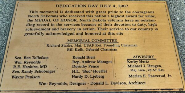 NORTH DAKOTA MEDAL OF HONOR MEMORIAL PLAQUE
