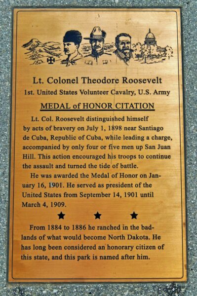 LT. COLONEL THEODORE ROOSEVELT MEDAL OF HONOR CITATION MEMORIAL PLAQUE