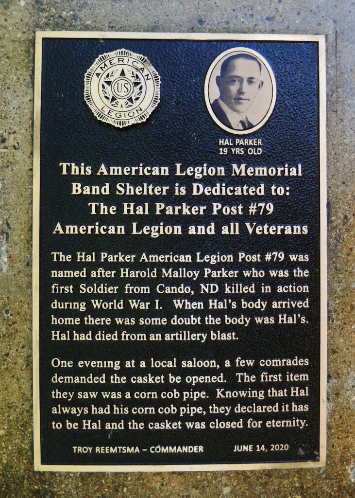 HAL PARKER POST #79 MEMORIAL BAND SHELTER PLAQUE