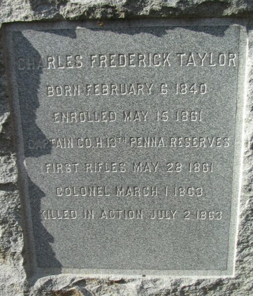 CHARLES FREDERICK TAYLOR WAR MEMORIAL BACK