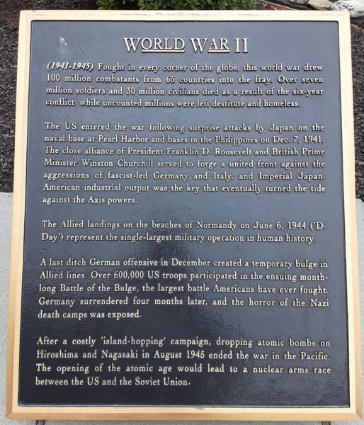 WORLD WAR II MEMORIAL PLAQUE CONCORD TOWNSHIP