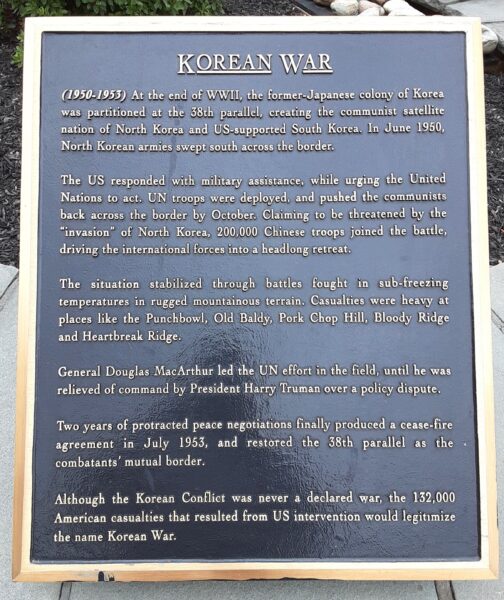 KOREAN WAR MEMORIAL PLAQUE