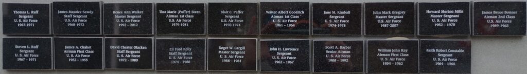 SIDNEY DEPARTMENT OF THE AIR FORCE MEMORIAL HONOR ROLL