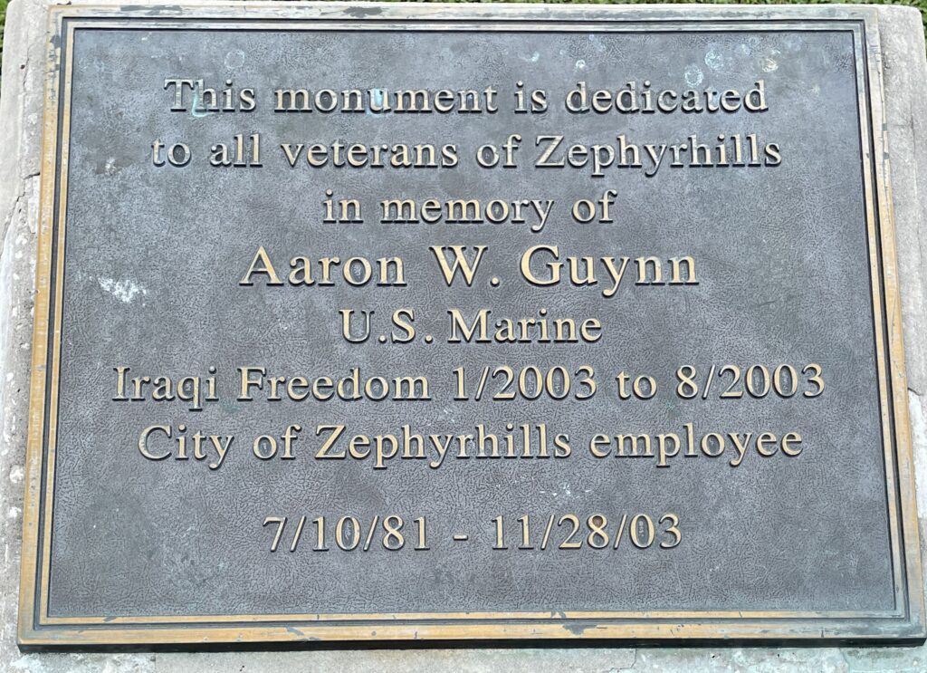 AARON W. GUYNN WAR MEMORIAL PLAQUE