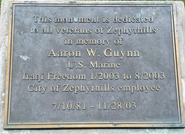 AARON W. GUYNN WAR MEMORIAL PLAQUE