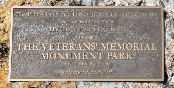 THE VETERANS’ MEMORIAL MONUMENT PARK PLAQUE B