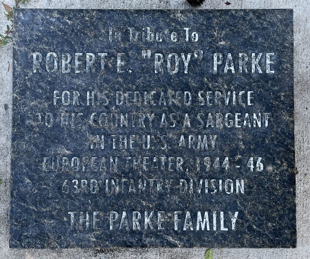 ROBERT E. “ROY” PARKE WAR MEMORIAL STONE