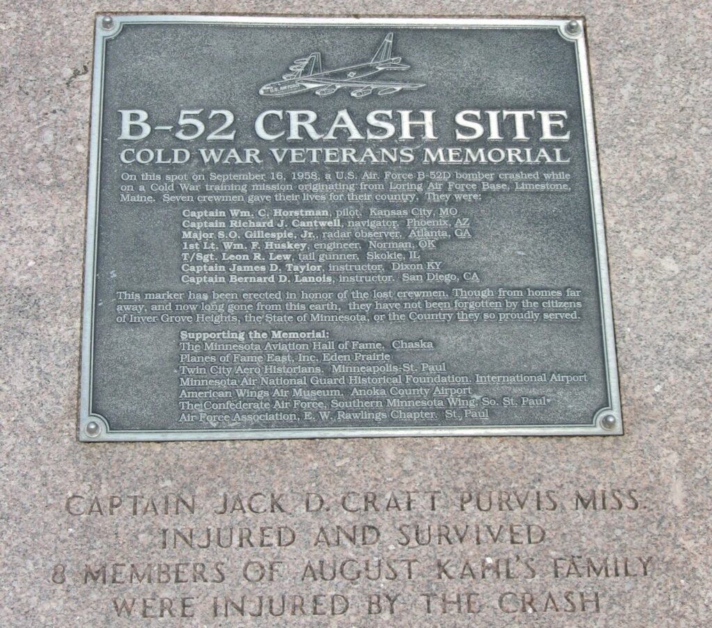 B-52 CRASH SITE COLD WAR VETERANS MEMORIAL PLAQUE