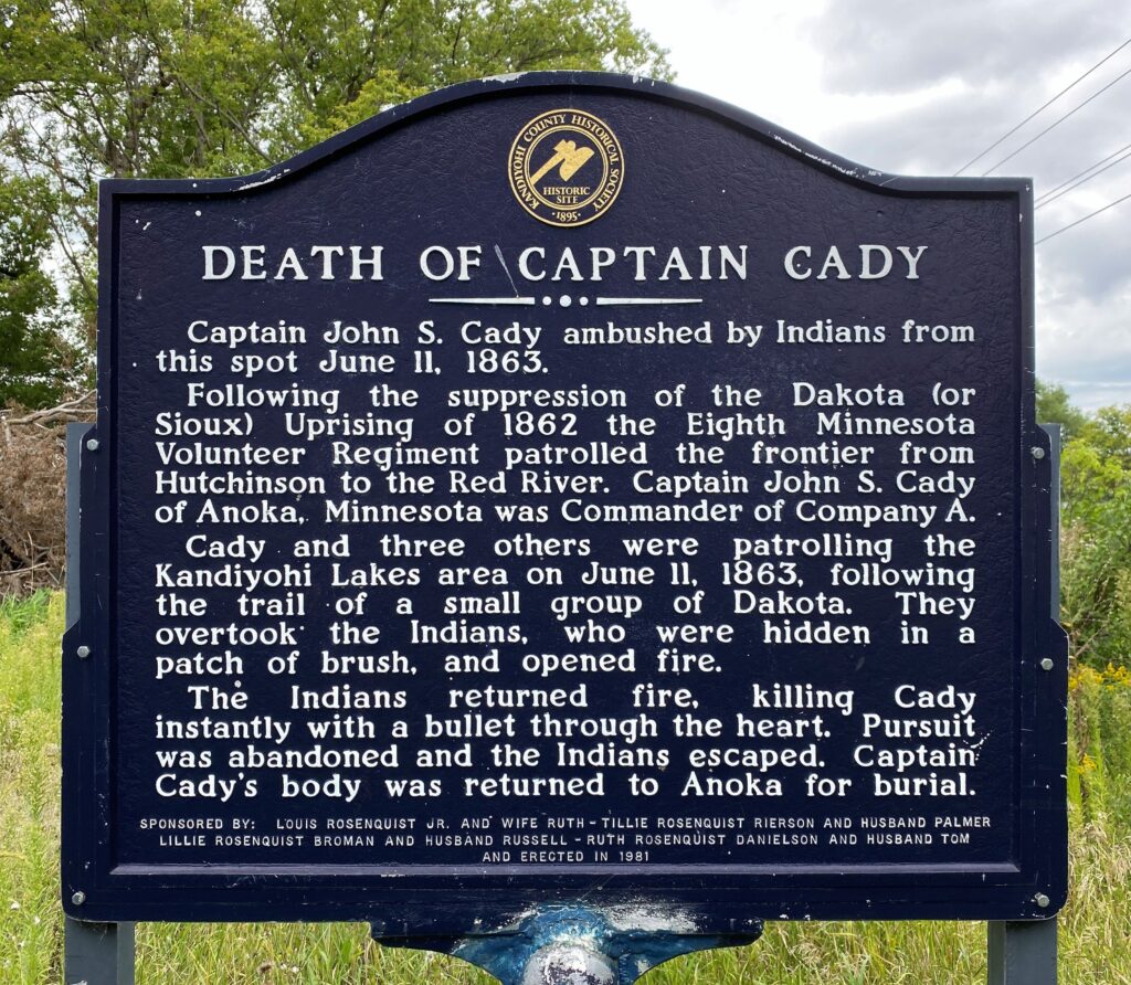 DEATH OF CAPTAIN CADY MEMORIAL MARKER