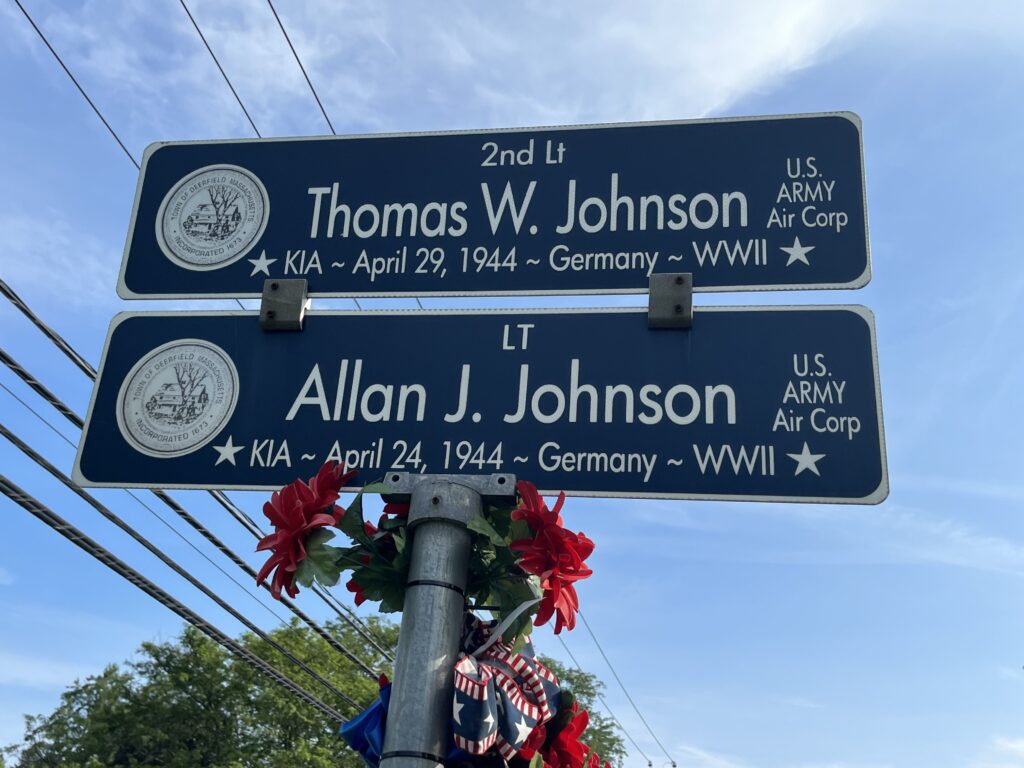 THOMAS W. JOHNSON AND ALLAN J. JOHNSON WAR MEMORIAL  STREET SIGNS