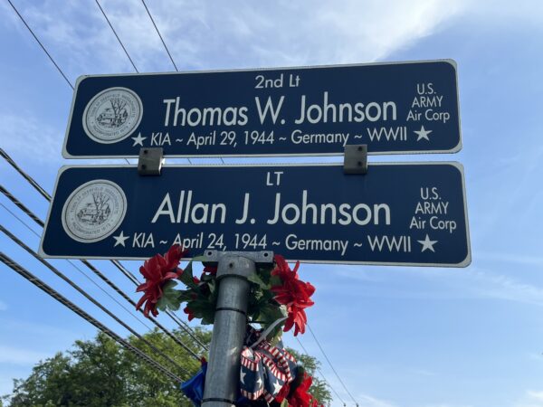 THOMAS W. JOHNSON AND ALLAN J. JOHNSON WAR MEMORIAL  STREET SIGNS