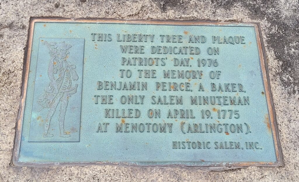 THIS LIBERTY TREE TO THE MEMORY OF BENJAMIN PEIRCE MEMORIAL PLAQUE