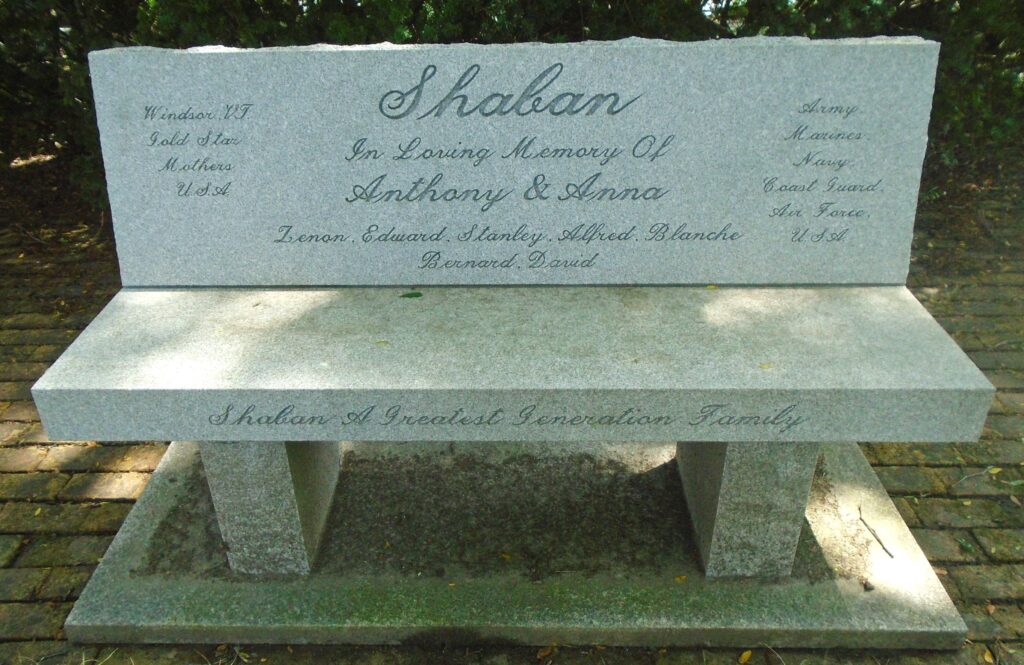 SHABAN A GREATEST GENERATION FAMILY MEMORIAL BENCH