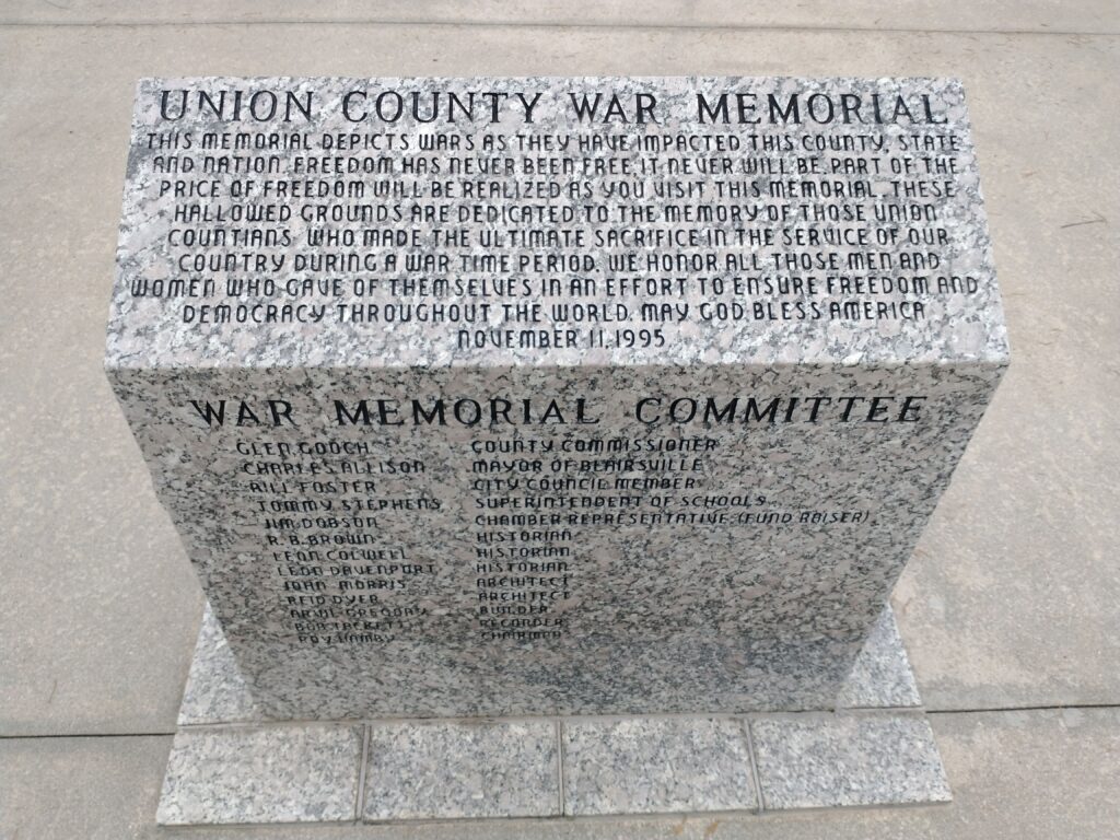 UNION COUNTY WAR MEMORIAL STONE A