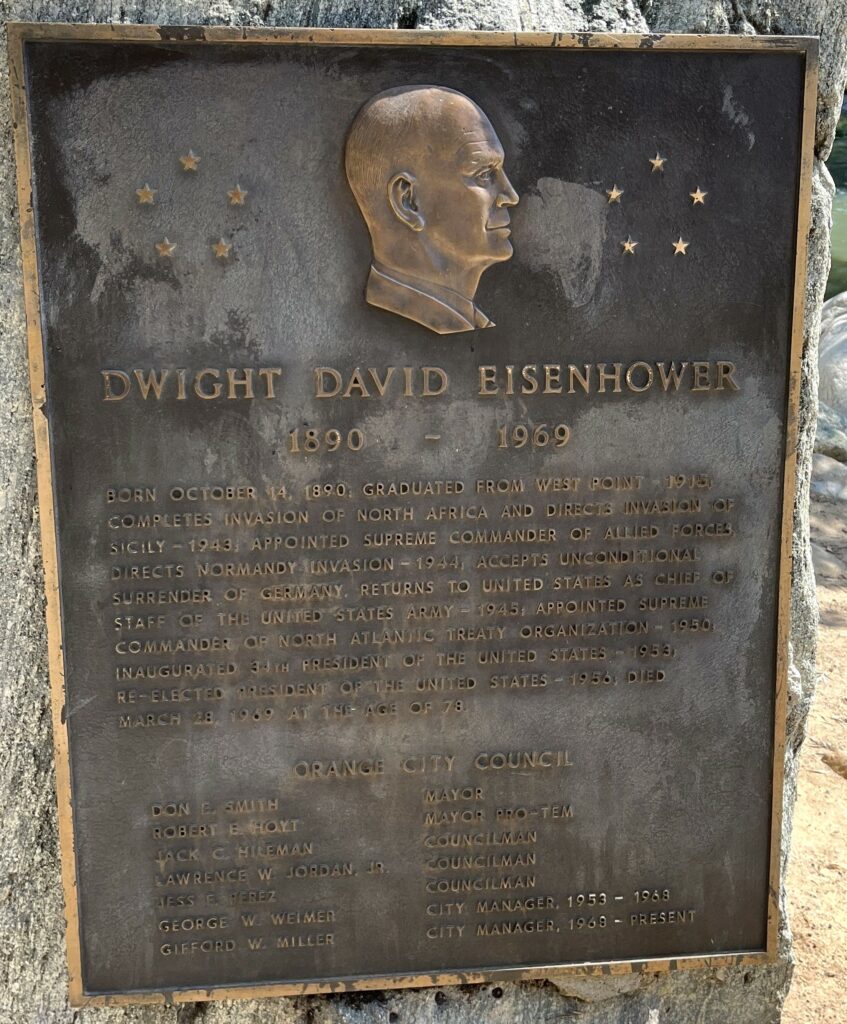 DWIGHT DAVID EISENHOWER WAR MEMORIAL BAS-RELIEF PLAQUE