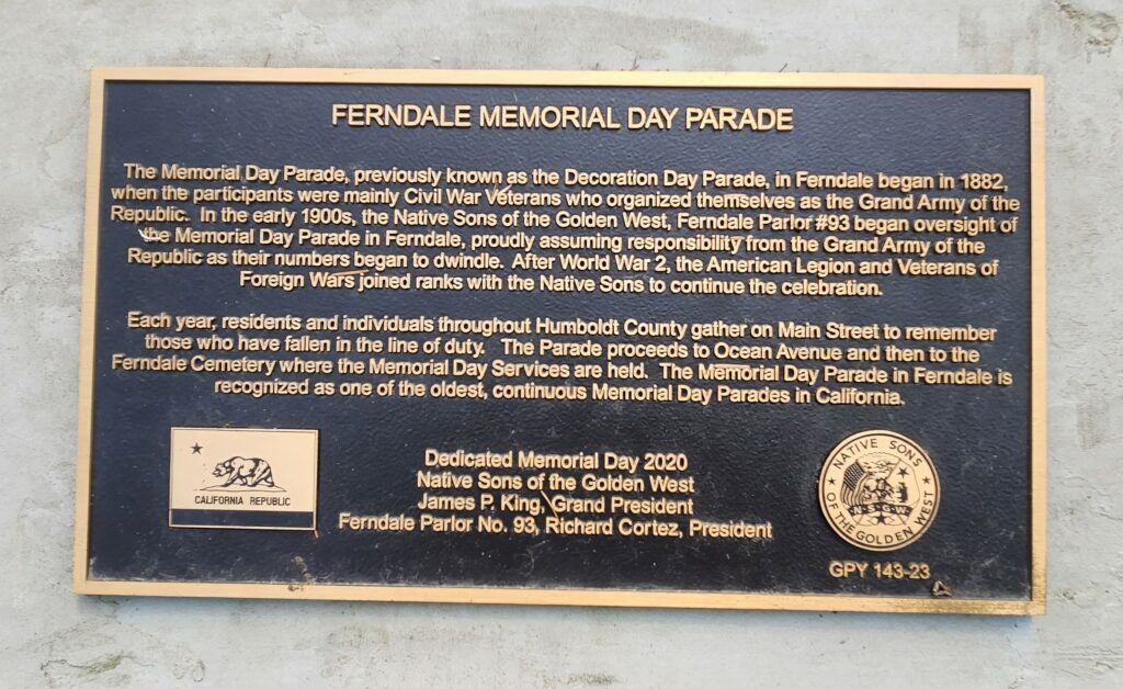 FERNDALE MEMORIAL DAY PARADE PLAQUE