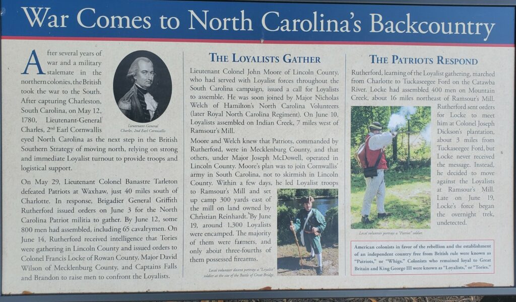 WAR COMES TO NORTH CAROLINMA’S BACKCOUNTRY MEMORIAL PANEL