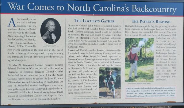 WAR COMES TO NORTH CAROLINMA’S BACKCOUNTRY MEMORIAL PANEL