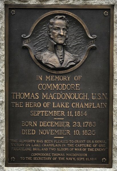 COMMODORE THOMAS MACDONOUGH U.S.N. WAR MEMORIAL PLAQUE