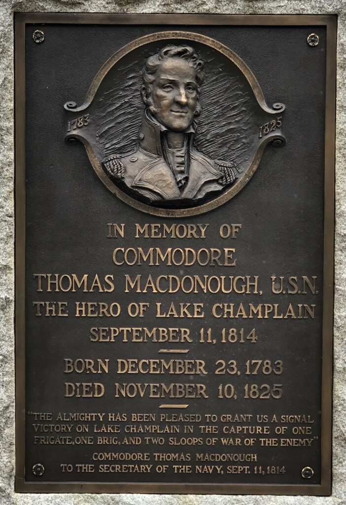 COMMODORE THOMAS MACDONOUGH U.S.N. WAR MEMORIAL PLAQUE