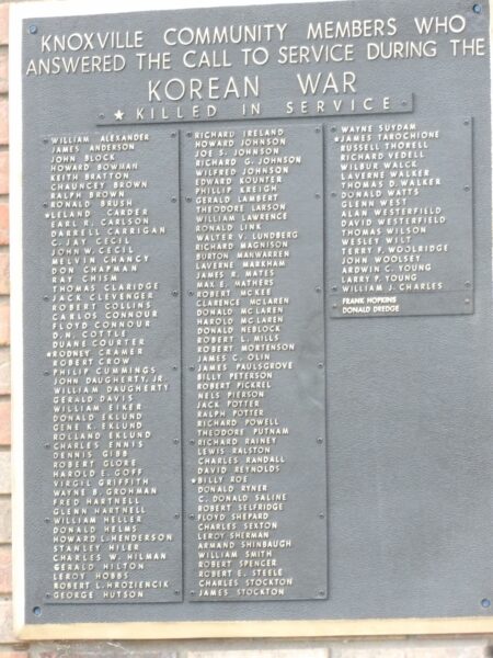 KNOXVILLE HONOR ROLL MEMORIAL PLAQUE B