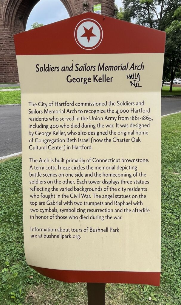 HARTFORD SOLDIERS AND SAILORS MEMORIAL ARCH PLAQUE