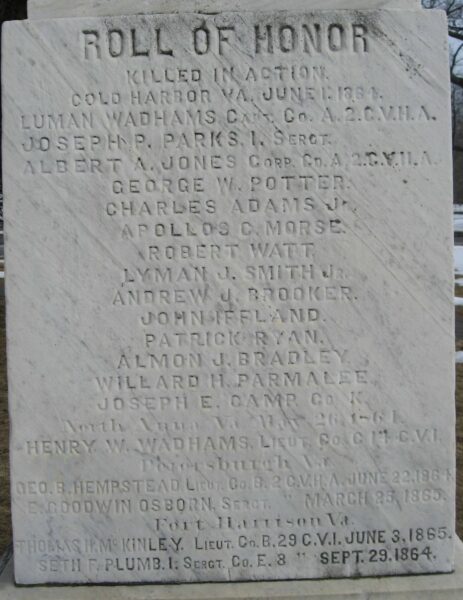 Litchfield Soldiers Memorial SIDE C