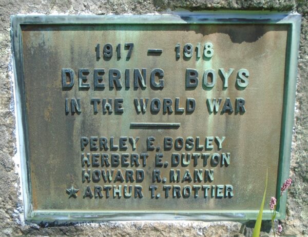 DEERING BOYS WORLD WAR MEMORIAL PLAQUE