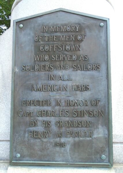 GOFFSTOWN SOLDIERS AND SAILORS WAR MEMORIAL PLAQUE