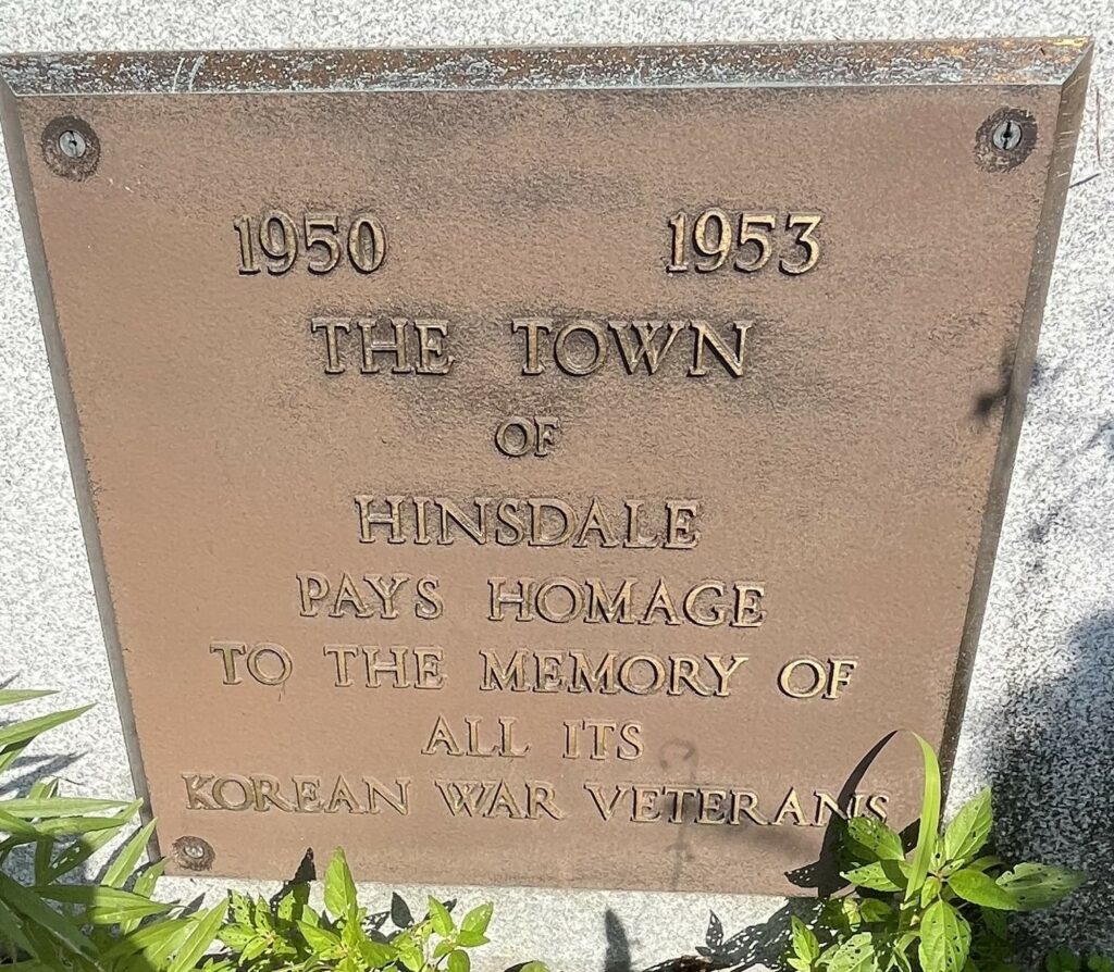 TOWN OF HINSDALE KOREAN WAR MEMORIAL PLAQUE