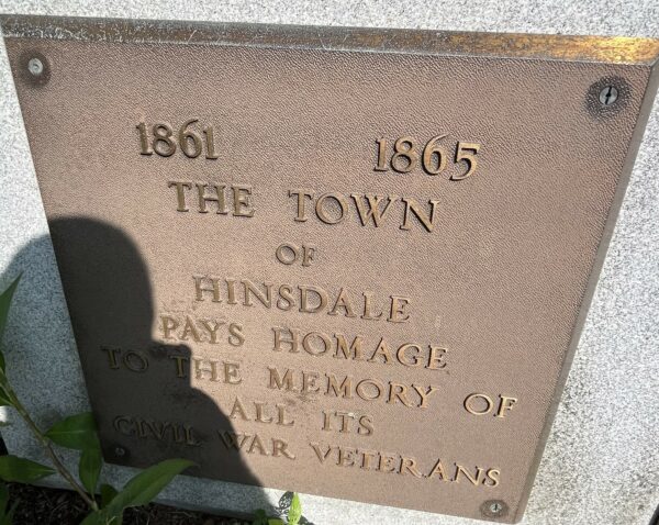 TOWN OF HINSDALE CIVIL WAR MEMORIAL PLAQUE