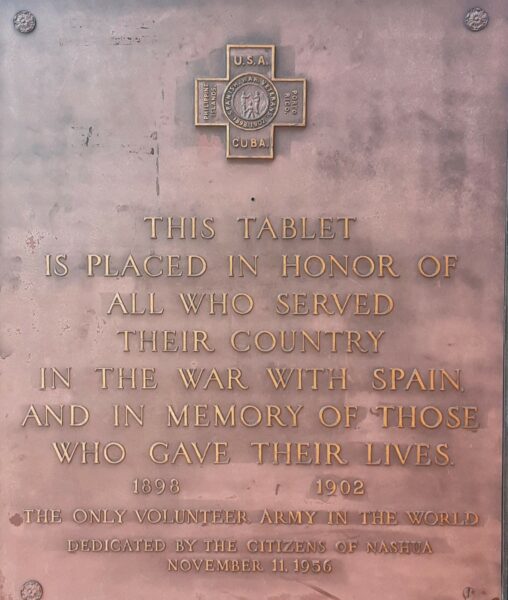 CITIZENS OF NASHUA SPANISH-AMERICAN WAR MEMORIAL PLAQUE