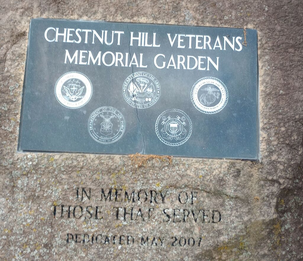 CHESTNUT HILL VETERANS MEMORIAL GARDEN PLAQUE